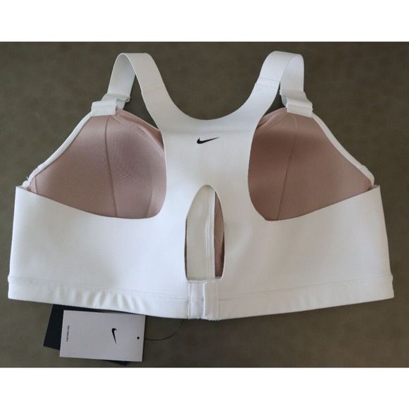 Nike Alpha Women Sz 2XL (A-B) White High-Support Padded Zip-Front Sports Bra $72 - Picture 2 of 8